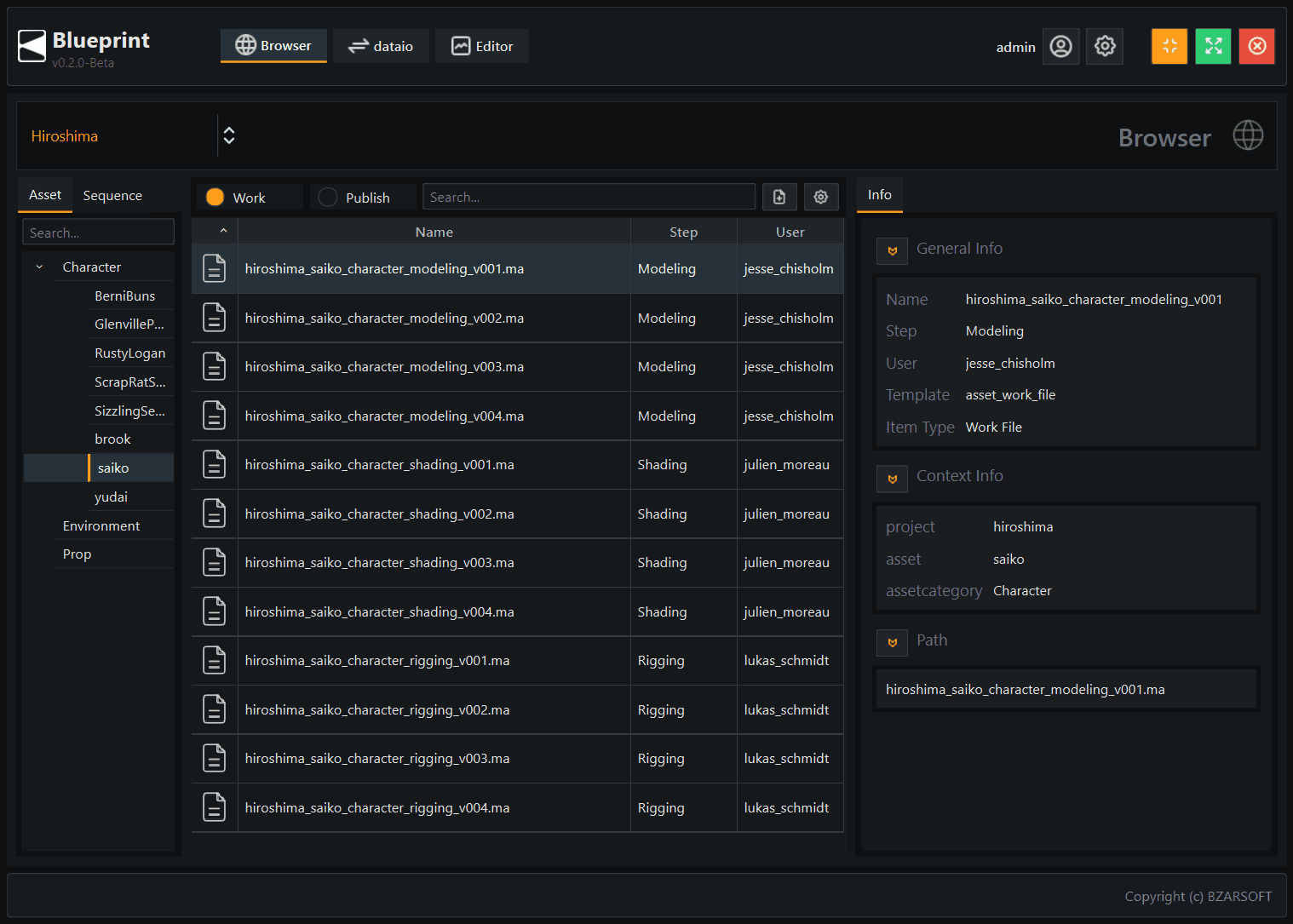 Blueprint software interface screenshot.