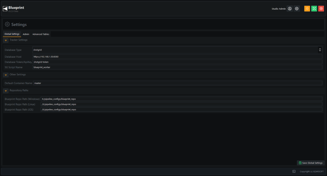 production tracker settings